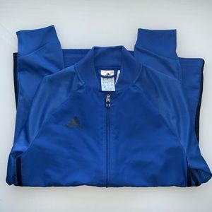 Black and blue full zip adidas’s workout jacket